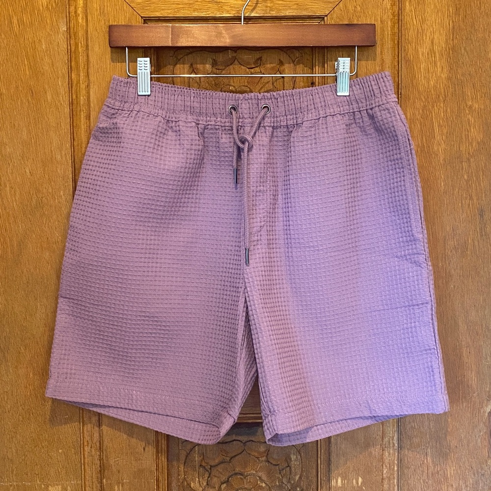 Negative Space Purple Drawstring Short Waffle Kni… - image 1